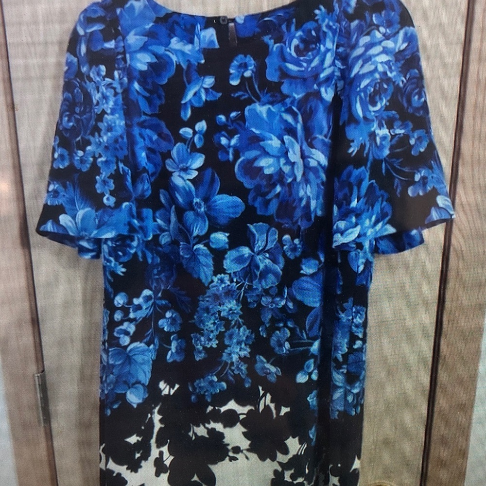 Floral Blue and Black Dress